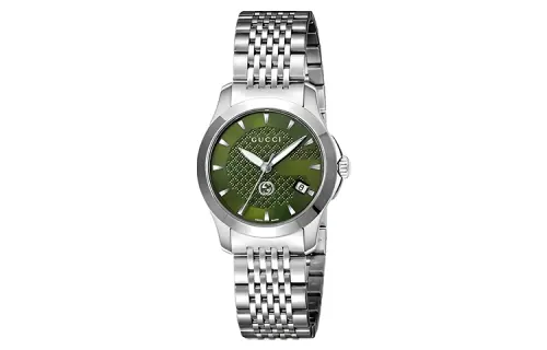 GUCCI G Timeless Collection Wrist Watches Quartz Movement Stainless Steel Strap Green Dial Men's Watches
