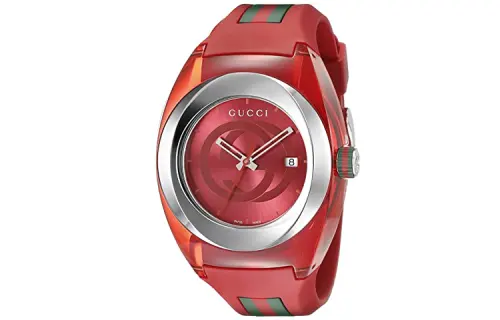 GUCCI Wrist Watches Quartz Movement Silicone Strap Red Watch Dial Unisex