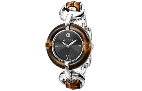 GUCCI Bamboo 1947 Wrist Watches Quartz Movement Stainless Steel Strap 35mm Black Dial Women's Watch 30m Water Resistant