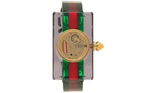 GUCCI Wrist Watches Quartz Movement Leather Strap 24mm Gold Dial Men's Watches 30m Water Resistant
