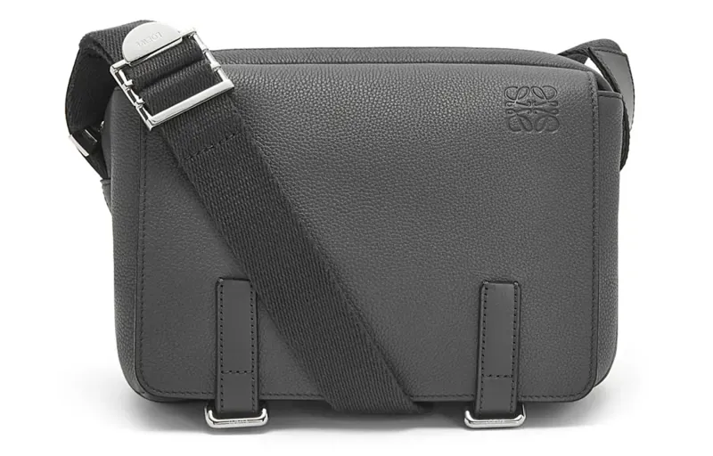 LOEWE Military Messenger Bag In Soft Grained Calfskin Xs Anthracite
