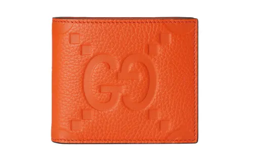 GUCCI Jumbo GG Leather Wallet Men's Orange