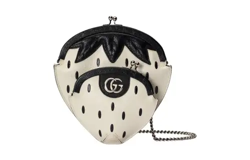 GUCCI Leather One Shoulder Crossbody Coin Purse Mini Women's White/Black
