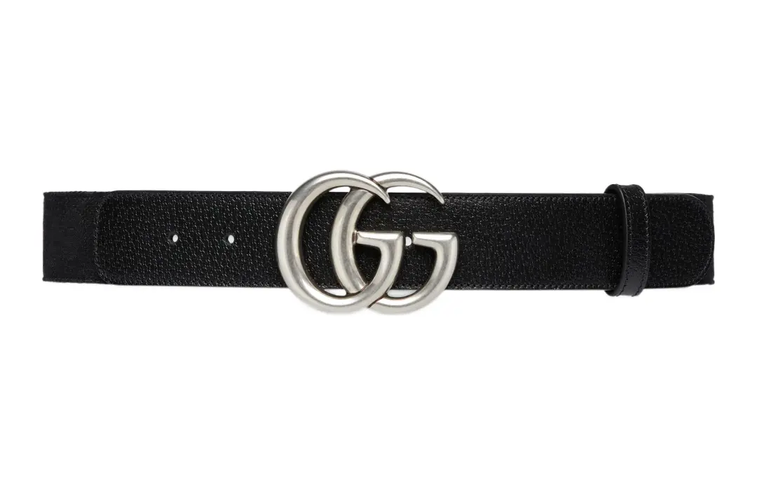 GUCCI GG Marmont Canvas Leather Belts Men's Black Width 4cm
