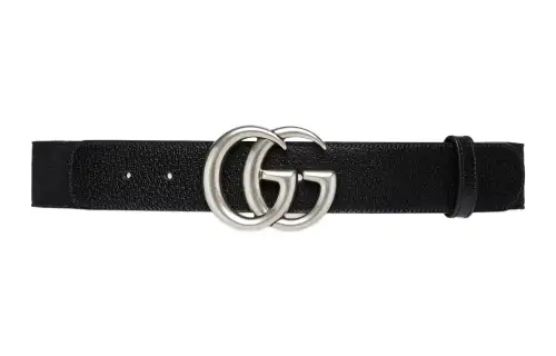 GUCCI GG Marmont Canvas Leather Belts Men's Black Width 4cm