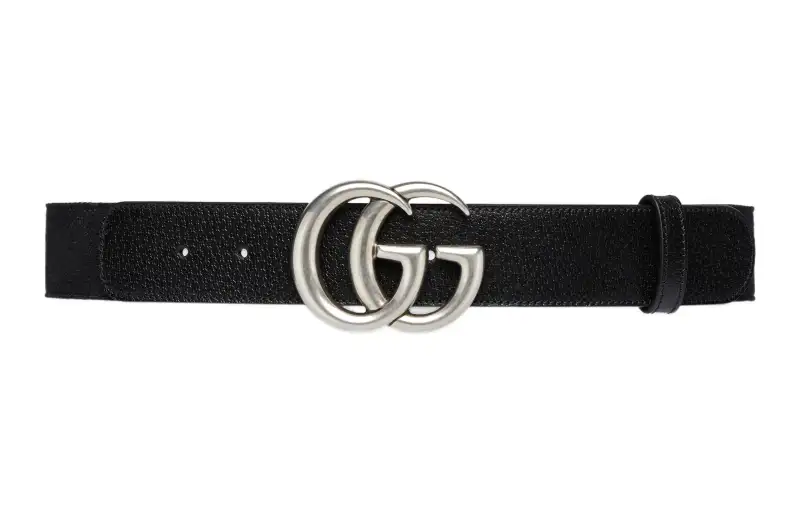 GUCCI GG Marmont Canvas Leather Belts Men's Black Width 4cm