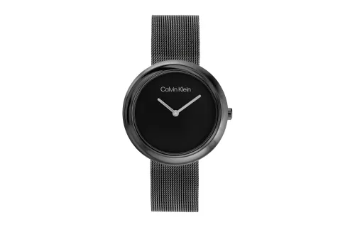 CALVIN KLEIN Wind Style Collection Wrist Watches Quartz Movement Gold Plated Steel Strap Black Dial Women's Watch
