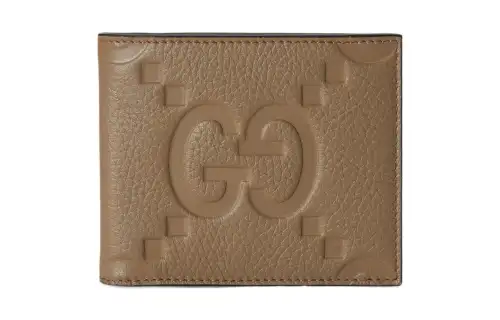 GUCCI Leather Wallet Men's Taupe