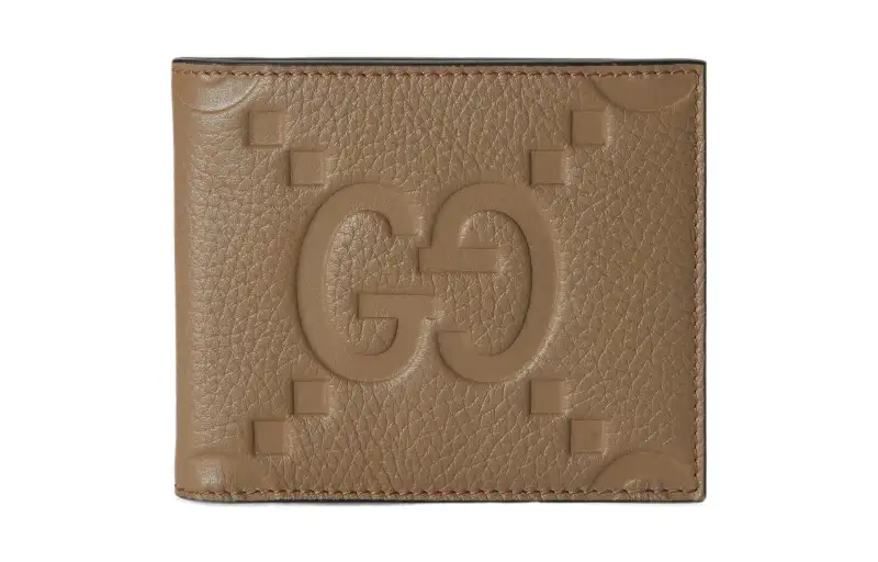 GUCCI Leather Wallet Men's Taupe