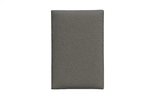 HERMES Calvi Silver Tone Buckle Epsom Calfskin Coin Purse Card Holder, Wallet Unisex 0L Grismeyer Rain Cloud Gray