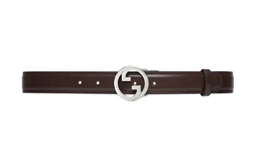 GUCCI Blondie Leather Belts Women's Brown Width 3cm