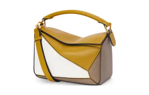 LOEWE Puzzle Calfskin Puzzle Bag Crossbody Bag Small Women's Yellow White Multicolor