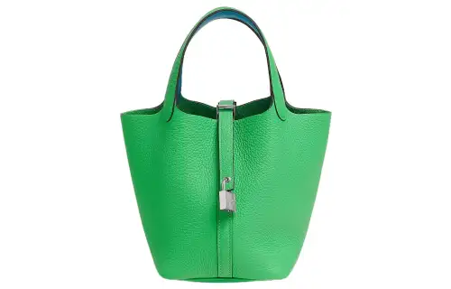 HERMES Picotin Lock Clemence With Swift Calfskin Basket Bag, Bucket Bag, Handbag 18 Women's 0Z Vert Comics Comic Green