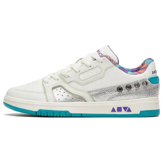 ANTA AOYU Skateboard Shoes Women's Low-Top White Silver