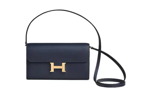 HERMES Evercolor Leather Crossbody Bags Women's 2Z Bleu Nuit Midnight Blue