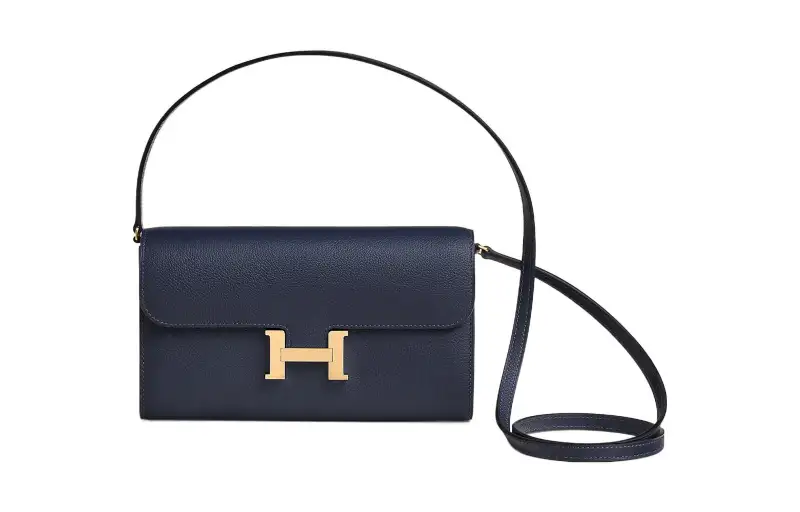 HERMES Evercolor Leather Crossbody Bags Women's 2Z Bleu Nuit Midnight Blue