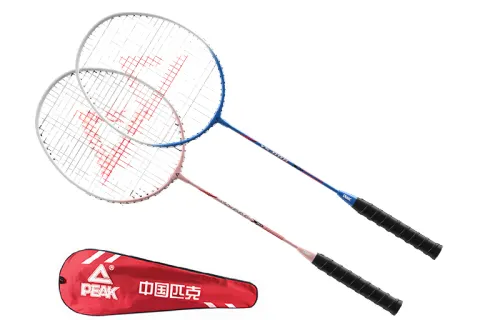 Peak aluminum alloy badminton racket, training wear-resistant ball control type (both defensive) entry-level, same style for men and women, double racket, threaded pink and blue