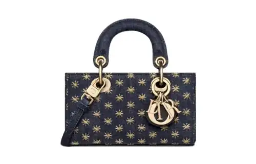 DIOR Lady D JOY Denim Fabric Handbag Shoulder Bag, Crossbody Bag, Handbag Extra Mini Women's Blue