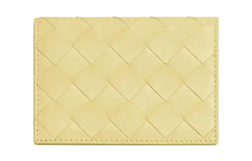 Bottega Veneta Lambskin Card Holder Women's Light Yellow