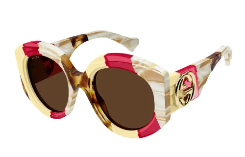 round-frame striped sunglasses