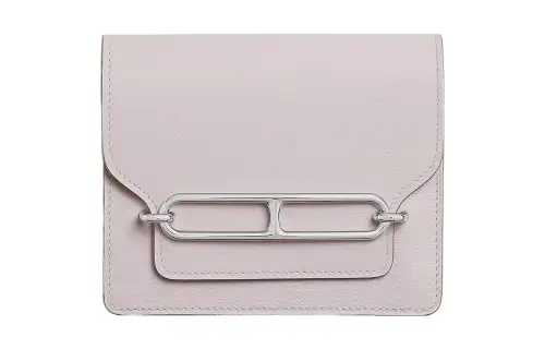 HERMES Roulis Evercolor Calfskin Pig Nose Clutch Wallet Women's Dream Purple
