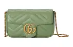 GUCCI GG Marmont Leather Shoulder Bag, Crossbody Bag Extra Mini Women's Green