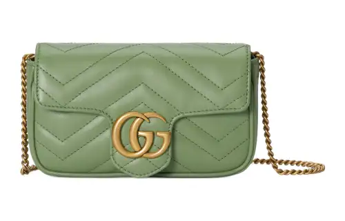 GUCCI GG Marmont Leather Shoulder Bag, Crossbody Bag Extra Mini Women's Green