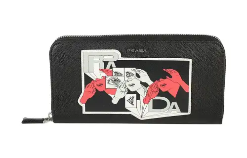 PRADA Calfskin Wallet Men's Black