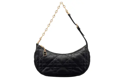 DIOR CD Lounge Sheepskin Shoulder Bag, Dumpling Bag, Handbag, Shoulder Bag Women's Black