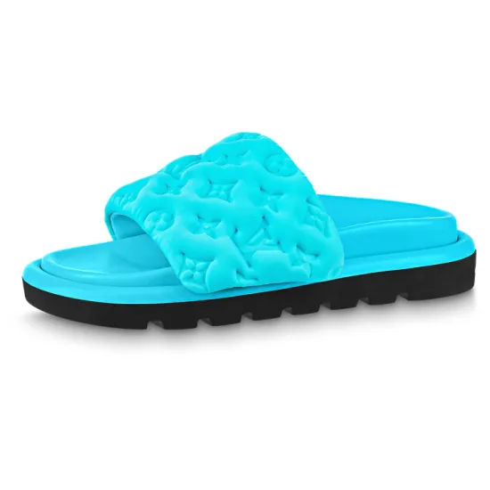 LOUIS VUITTON Slide Slippers Women's Blue