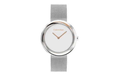CALVIN KLEIN Wind Style Collection Wrist Watches Quartz Movement Stainless Steel Strap White Dial Women's Watch