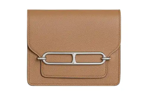 HERMES Roulis Evercolor Calfskin Pig Nose Detachable Coin Purse Card Holder Fanny Pack Regular Women's Milk Tea/Lemon