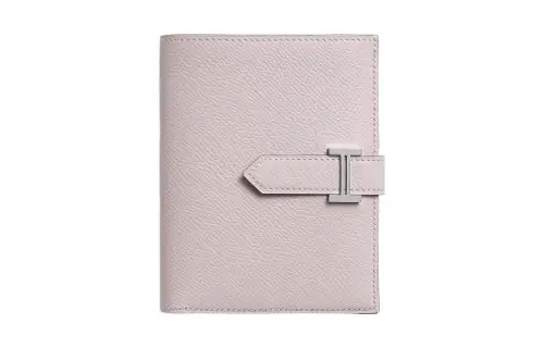 HERMES Bearn Silver Tone Buckle Epsom Calfskin Short Wallet Women's 09 Mauve Pale Dream Purple