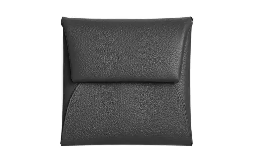 HERMES Bastia Evercolor Calfskin Coin Purse Women's 8P Plomb Lead Gray