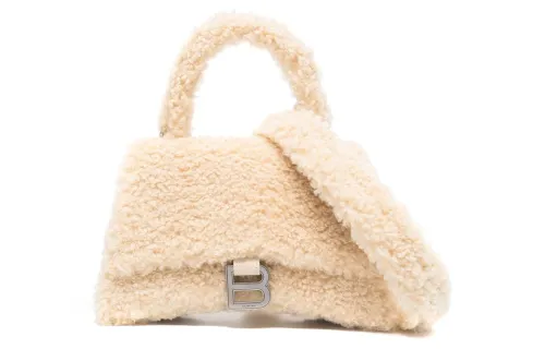 Balenciaga Hourglass Calfskin Hourglass Bag, Shoulder Bag, Crossbody Bag, Handbag Small Women's Beige