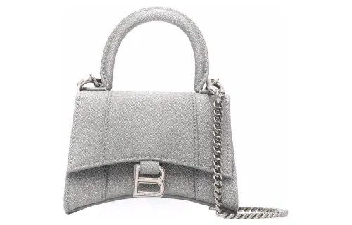 Balenciaga Hourglass Polyurethane Hourglass Bag, Shoulder Bag, Crossbody Bag, Handbag Mini Women's Silver