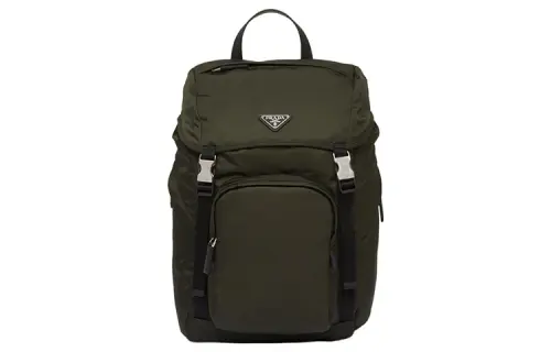 PRADA Recycled Nylon With Saffiano Leather Backpack Men's Moss Green