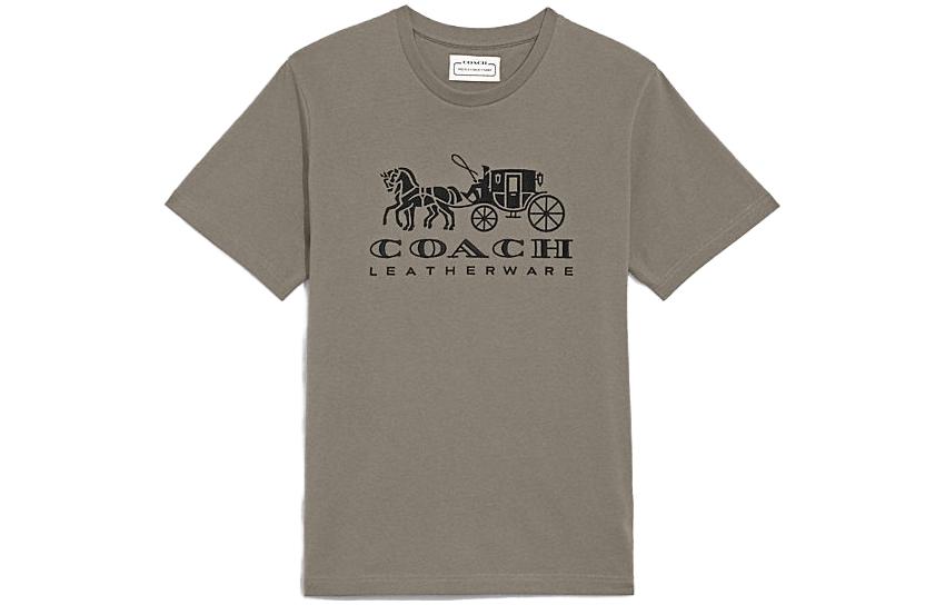 COACH Letter Print Crew Neck Pullover Short Sleeved FW22 T Shirt Men's Gray