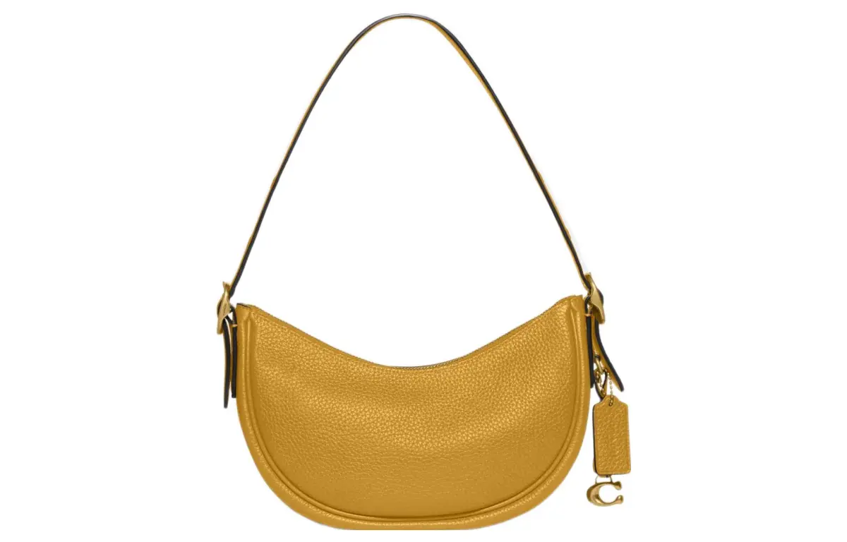 COACH Luna Cow Leather Handbag, Shoulder Bag Women's Yellow