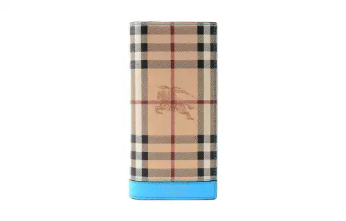 Burberry Calfskin Trim Wallet Men's Camel/Blue