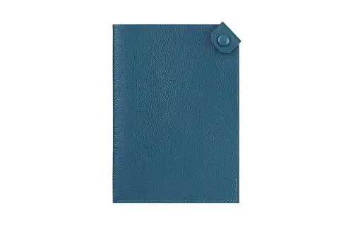 HERMES Tarmac Chamkila Goat Skin Passport Holder Women's S4 Deep Blue Dark Blue