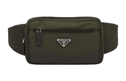 PRADA Leather Fanny Pack Men's Moss Green