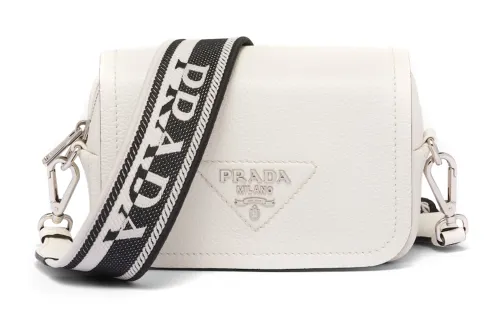 PRADA Leather Crossbody Bag, Shoulder Bag Women's White