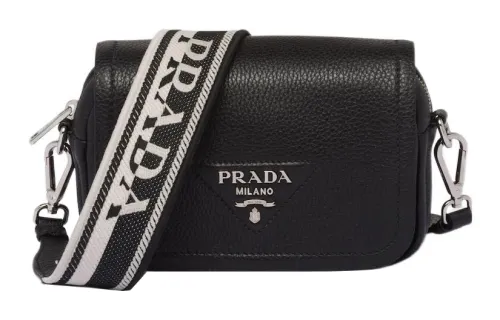 PRADA Leather Crossbody Bag, Shoulder Bag Women's Black