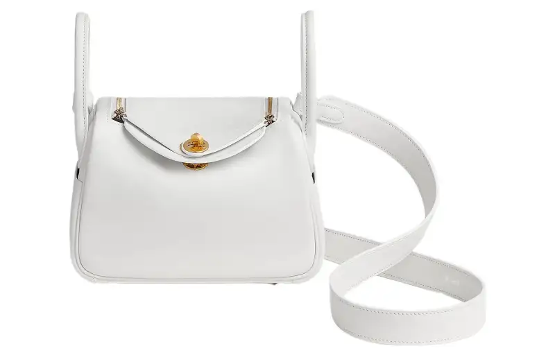 HERMES Lindy Swift Calfskin Handbag 19 Women's 01 Blanc Pure White