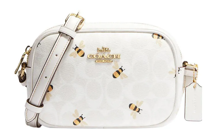 COACH Jamie Canvas With Leather Crossbody Bags Mini Women's White
