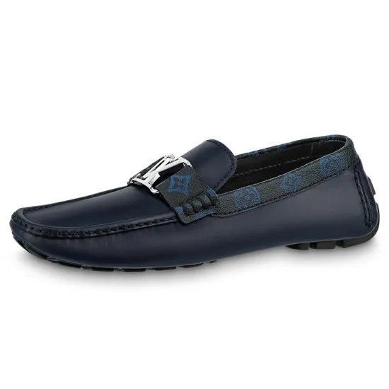 LOUIS VUITTON Lv Monte Carlo Moccasin Shoes 'Navy With Monogram Collar'
