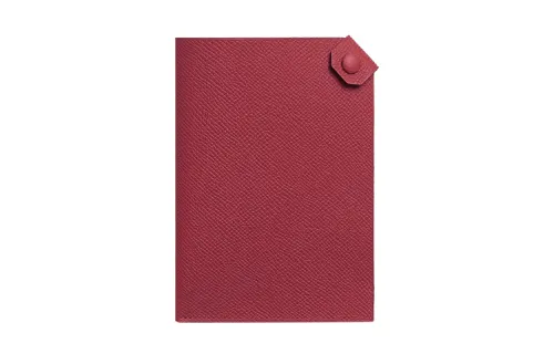 HERMES Tarmac Epsom Calfskin Passport Holder Women's B5 Rubis Gemstone Red