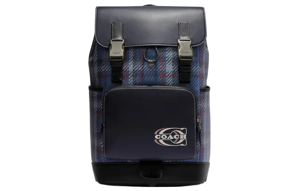 COACH Track Canvas With Calfskin Storage Bag Backpack Men's Marine Blue