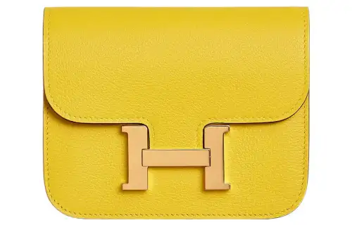HERMES Constance Slim Gold tone Lock Evercolor Calfskin Wallet, Card Holder, Fanny Pack Women's